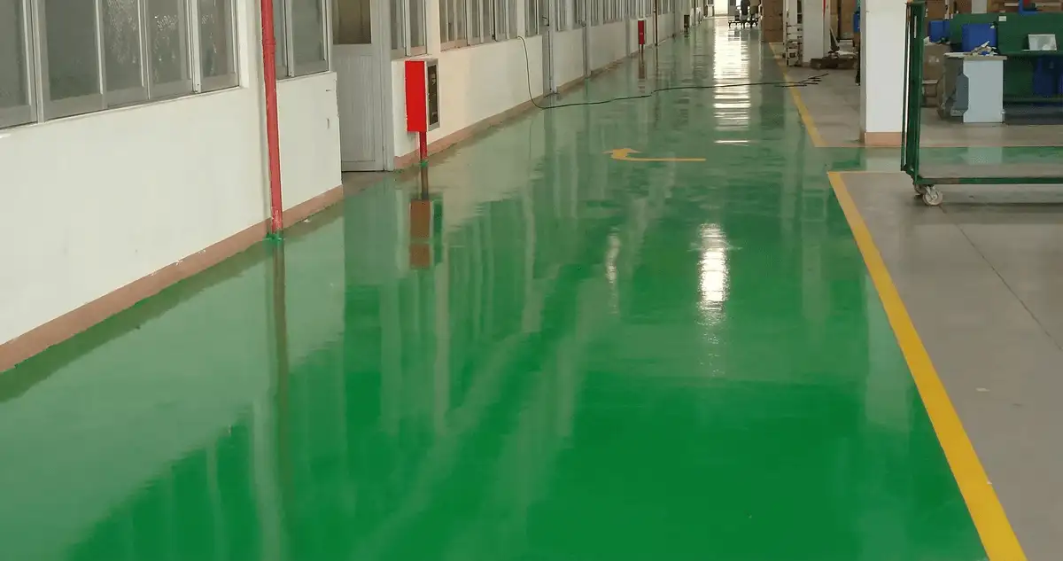 A factory floor professionally covered and marked with epoxy flooring in Norfolk, VA