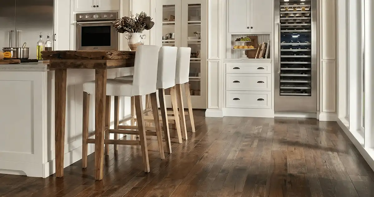 Professionally installed and refinished hardwood flooring in a residential home, showcasing smooth finish and natural wood tones in Norfolk, VA